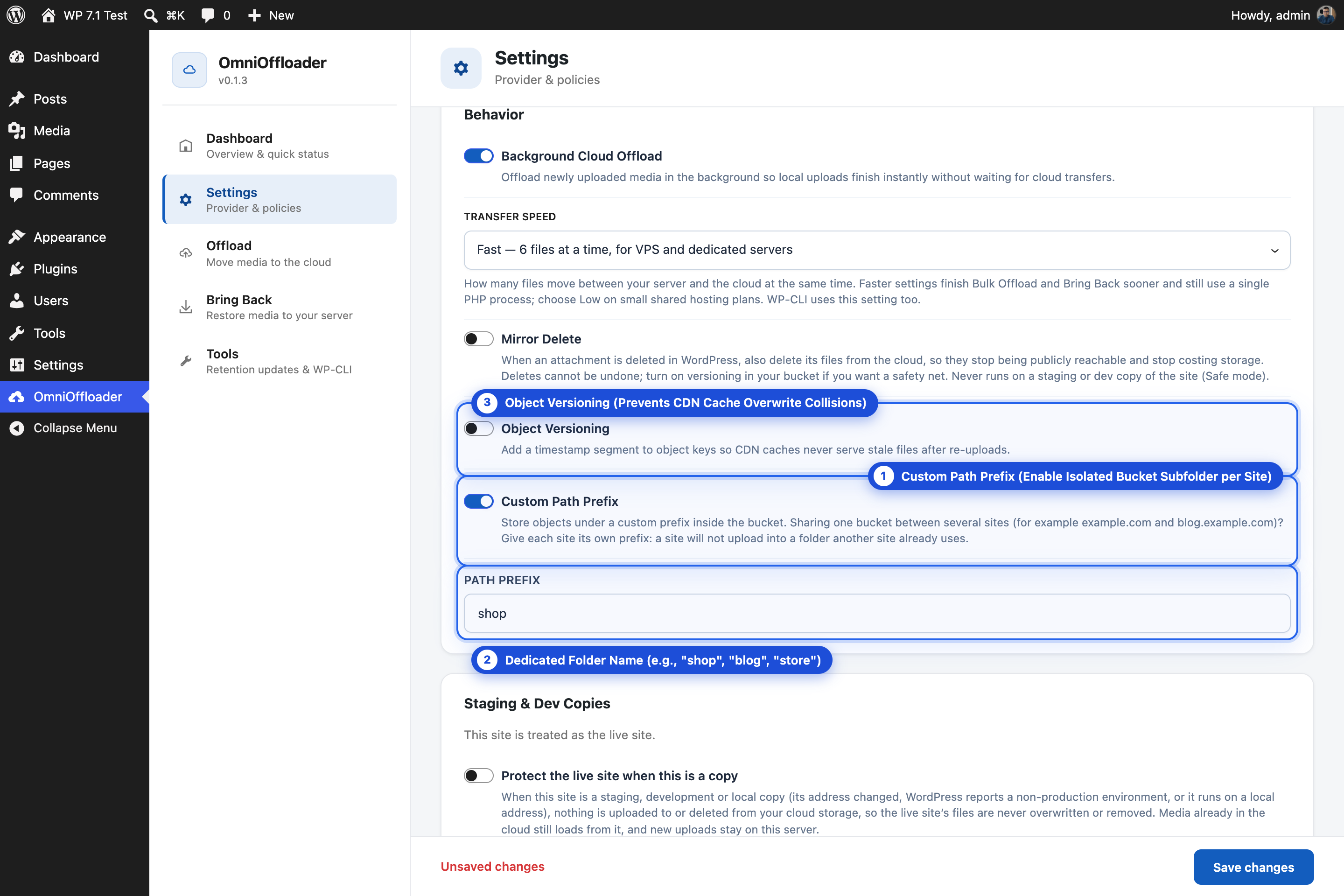 OmniOffloader Custom Path Prefix Configuration